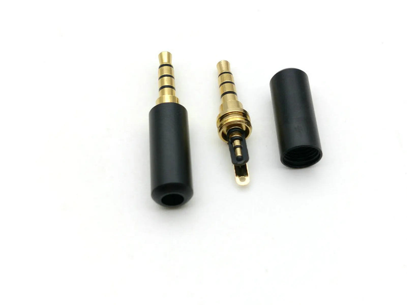 

100pcs BLACK 1/8" 3.5mm male 4 pole stereo plug Repair Headphone Cable Solder brass