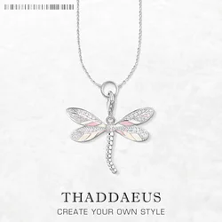 Charm Necklace Pink Dragonfly Winter Fashion Filigree New Jewelry Europe 925 Sterling Silver Gift For Women Girl