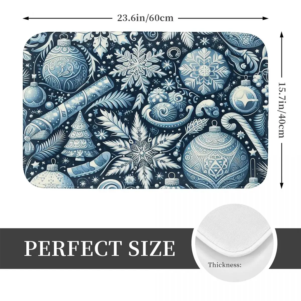 Christmas.blue And White Non-slip Doormat Floor Mat Water oil proof Carpet Rug for Kitchen Entrance Home Bedroom Footpad Mats