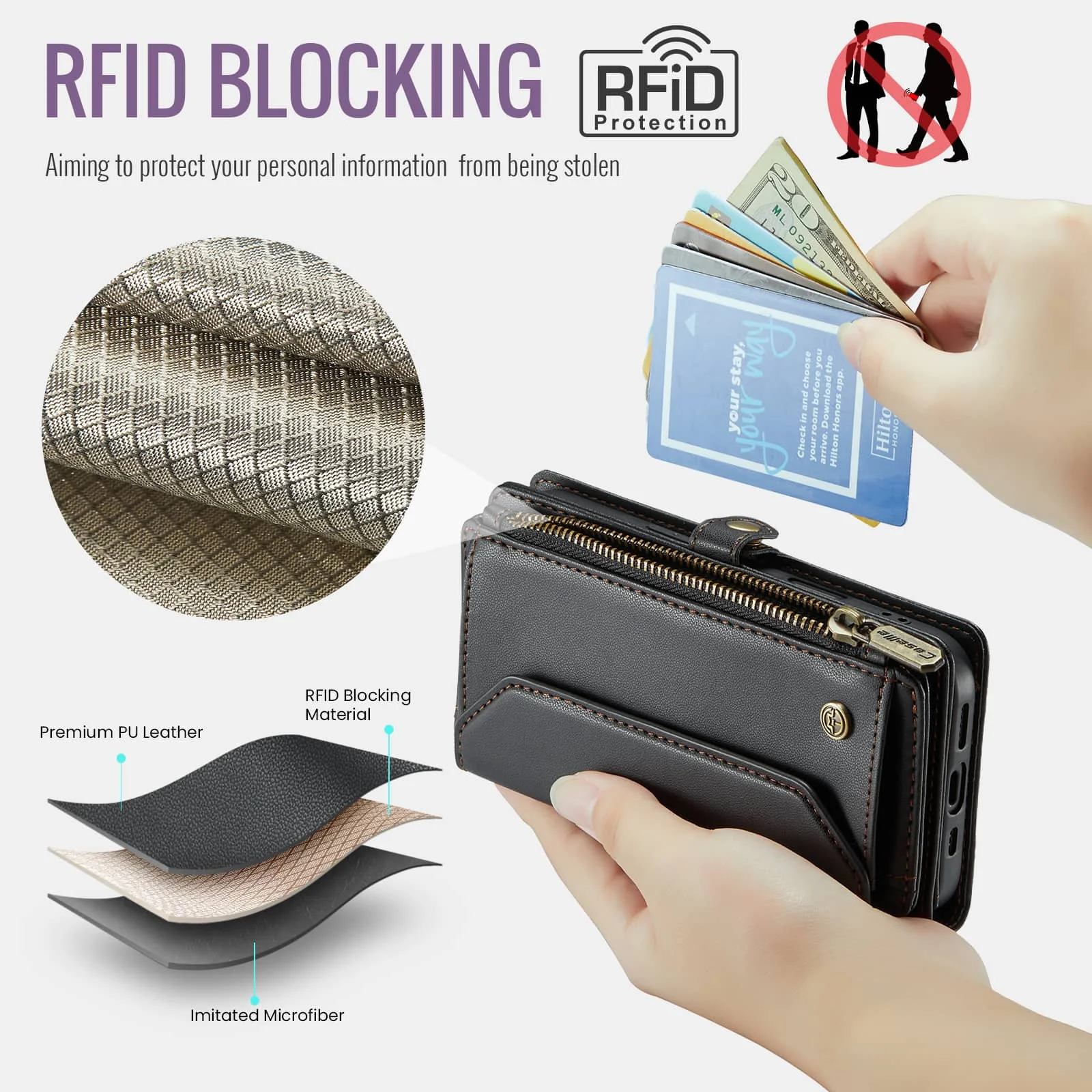 حافظة محفظة كروس لهاتف آيفون 17 برو ماكس آيفون اير 17 برو، حجب RFID، فتحات بطاقات 7-10، سوار معصم من جلد البولي يوريثان مع حزام #4
