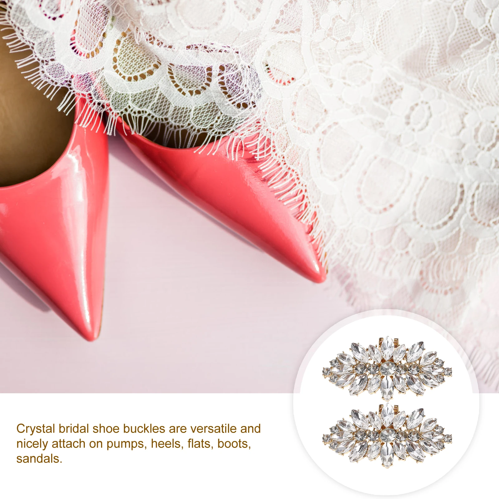 

2pcs Clip Rhinestone Shoe Clips Decorative Bridal Buckle Shoes Crystal Applique Embellishments for Heels Sandals Shoes Jewelry