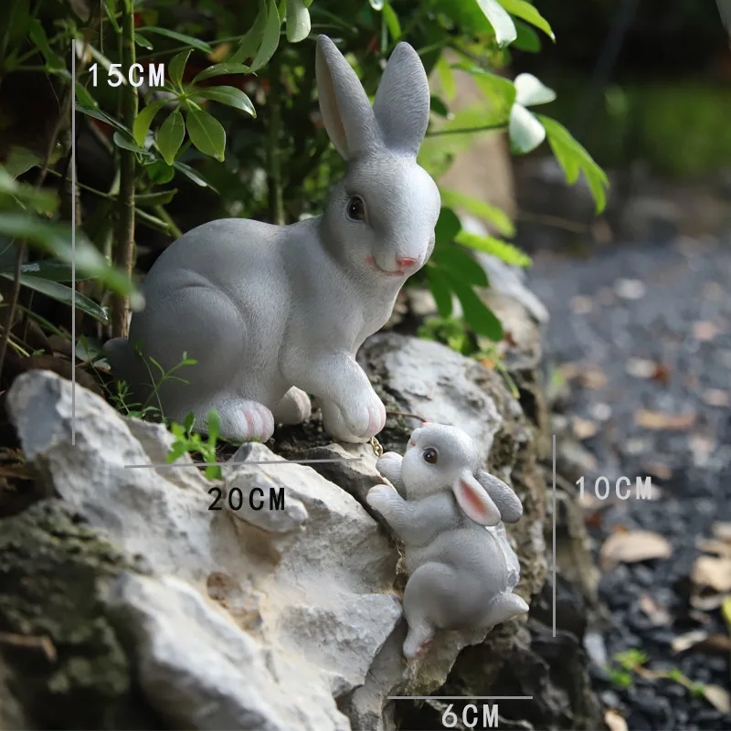 Garden Statues Rabbit Figurine Ornaments Micro Landscape DIY Terrarium Decorations Easter Bunnies Statue Patio/Plant Flower Pots