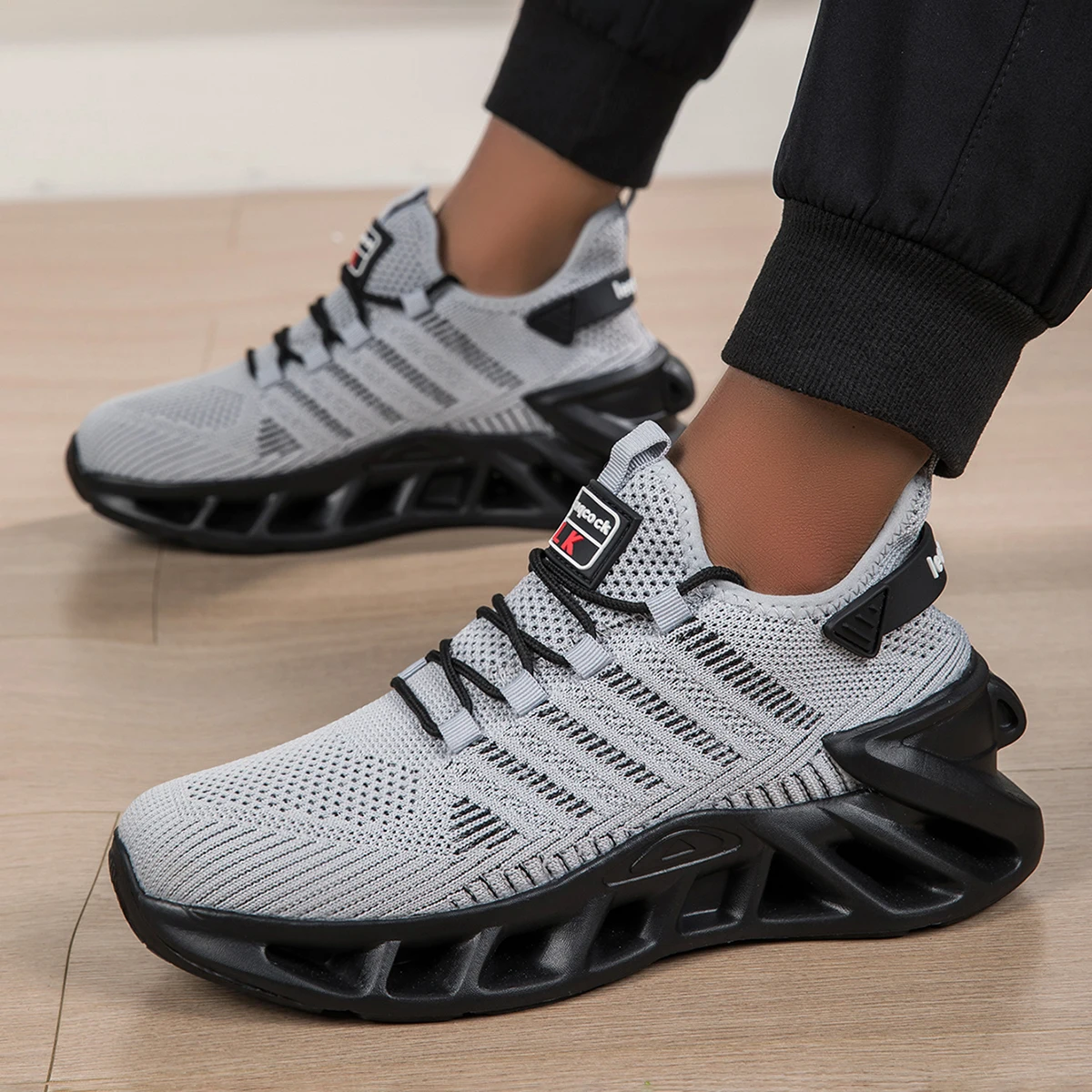 Modische Vielseitige Bequeme Gestreifte Sport-Freizeitschuhe für Herren, Unisex Dickbesohlte Lauf- und Wanderschuhe – Detail 11