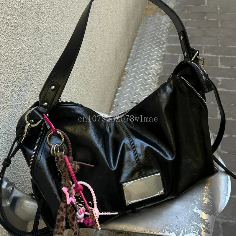 

Y2K Retro Chain Design Hobo Shoulder Bag Women Casual Underarm Bag Ladies Pu Leather Cool Spicy Girl Handbags Clutch Handbags