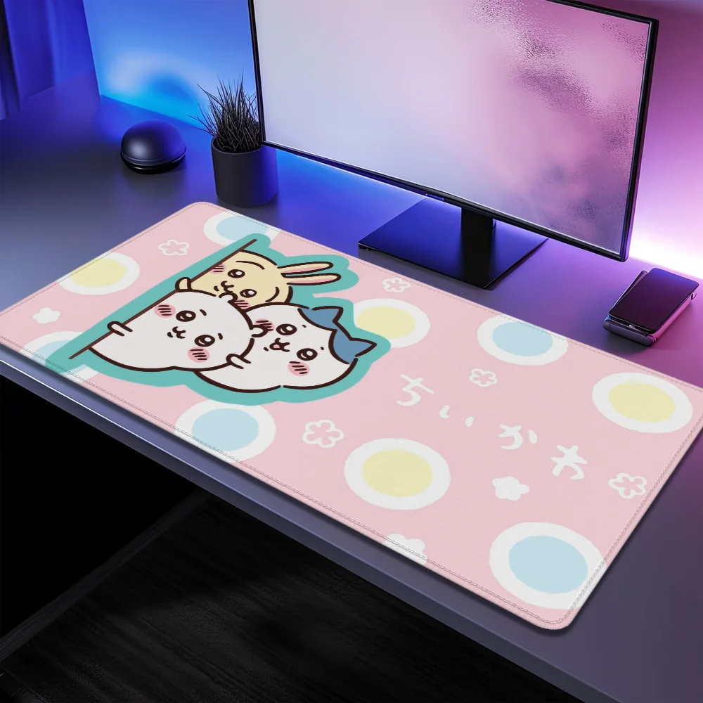 C-Chiikawa 대형 마우스 패드 Kawaii 게임 액세서리 Pc 캐비닛 게임 마우스 패드 애니메이션 게이머 키보드 데스크 매트 컴퓨터 책상 매트