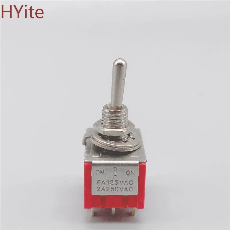 1 sztuk/5 sztuk nowy czerwony 9-pinowy ON-OFF-ON 3-pozycyjny Mini przełącznik dwupozycyjny AC 6A/125V 3A/250V