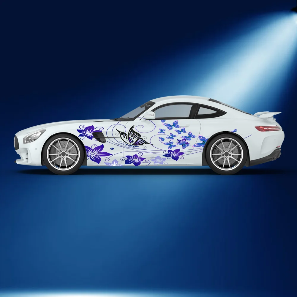 

Животное, бабочка, цветок, боковая наклейка автомобиля, виниловая самоклеящаяся бумага, наклейка с краской для автоспорта, подходит для украшения автомобиля, грузовика, внедорожника