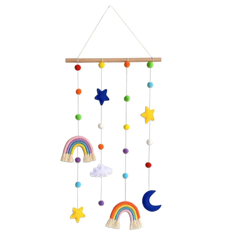 Ins Nordic Woven Rainbow Children'S Hair Clips Hair Accessories Storage Hanging Ornaments Photo Organizer Shelf Wall Decoration