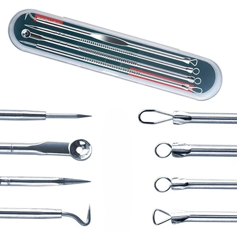 Mee-eter Smet Squeeze Puistje Extractor Remover Spot Cleaner Schoonheid Huidverzorging Gereedschap 4 stks/set Dual Heads Acne Naald