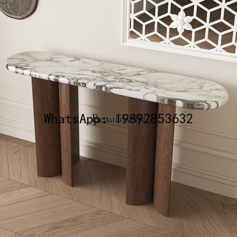 

ZZ High-end French light luxury marble luxury stone entrance table ultra-narrow entrance cabinet