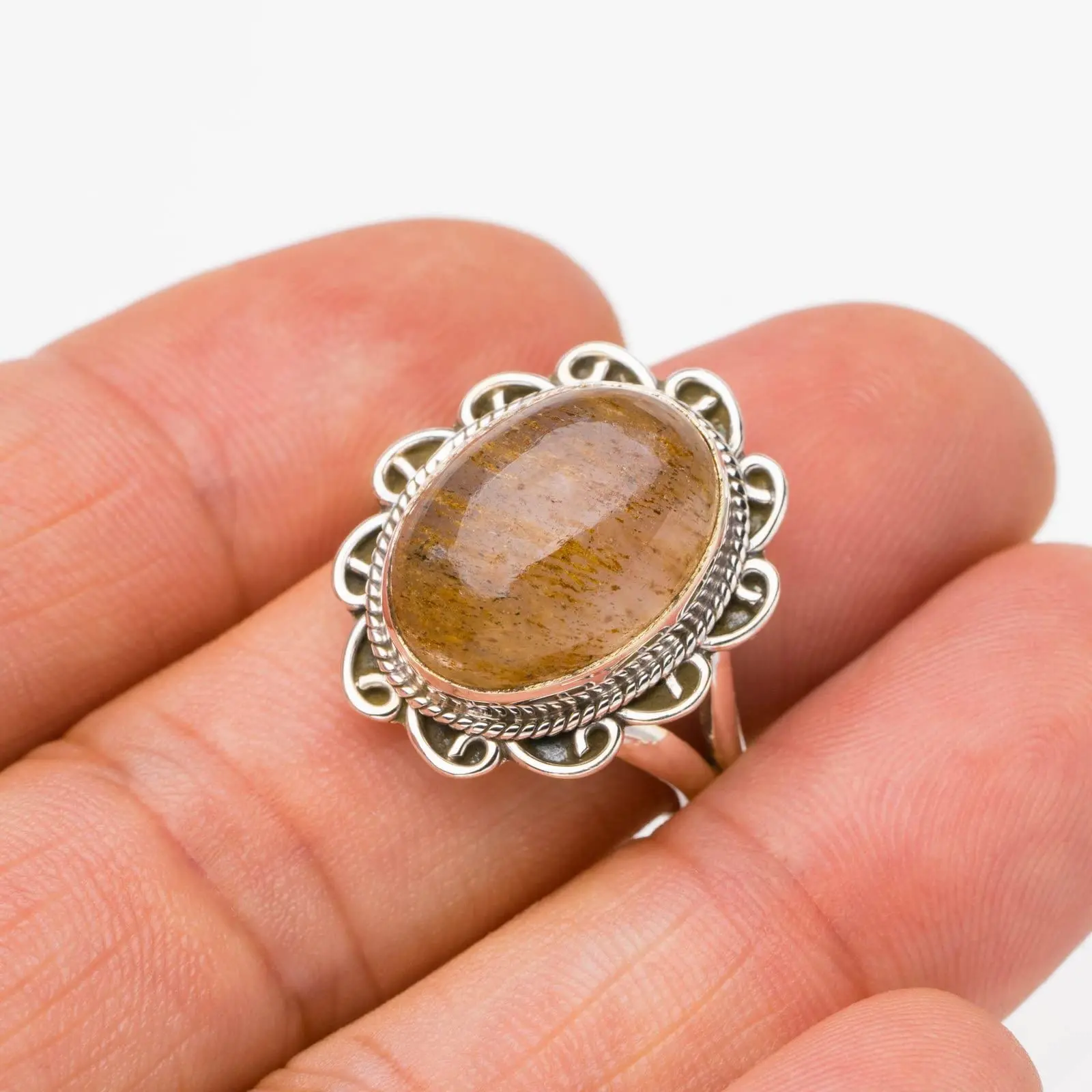 

StarGems® Natural Watermelon Quartz Handmade 925 Sterling Silver Ring 8.25 E8167