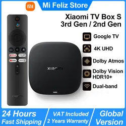 Xiaomi Mi TV Box S 2nd Gen, Android Smart TV Box Media Player 4K Ultra HD Google TV Dolby Vision HDR10 + Google Assistant BT5.2