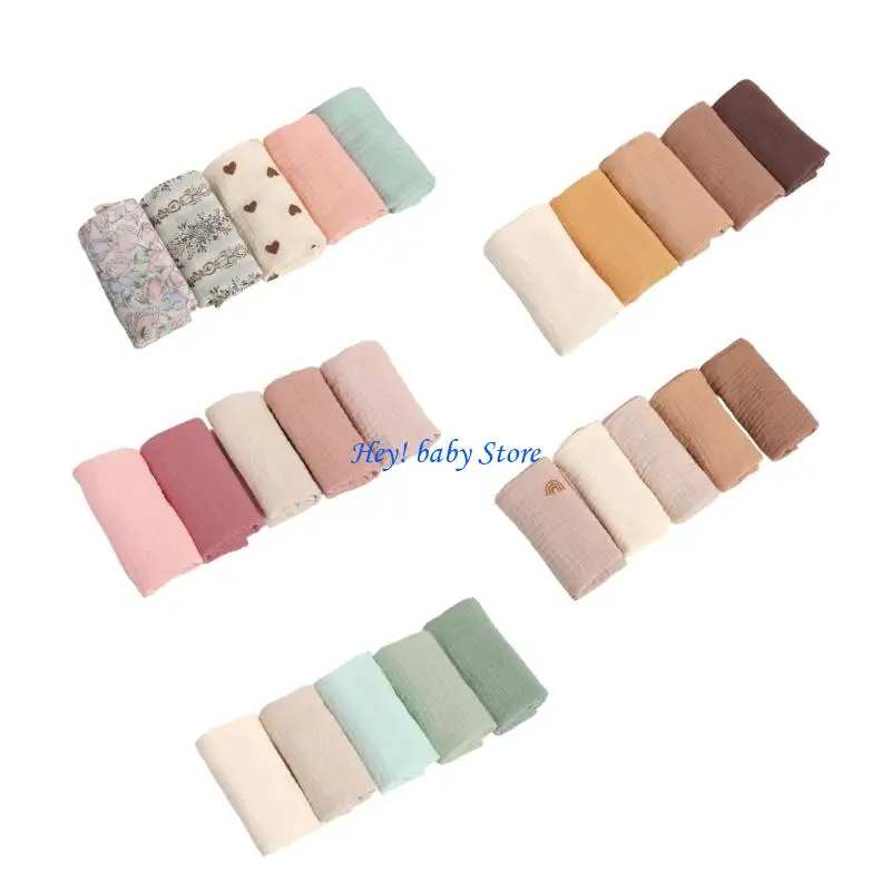 

Q1FE 5Pcs Infant Breathable Wipe 4 Layers Burp Cloths Baby Saliva Wipes Handkerchief