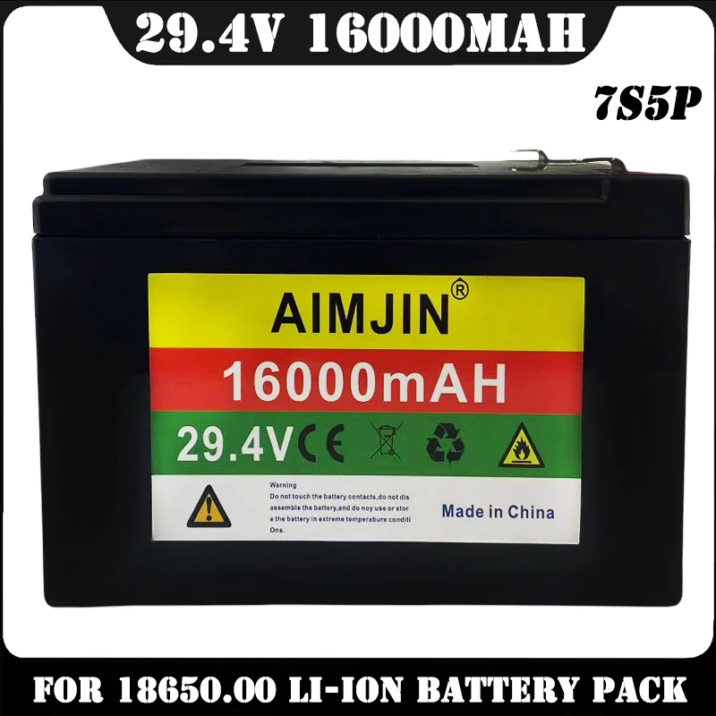 

NEW 24V 7S5P 29,4V 16000mAh battery pack high power 18650 lithium ion with BMS for various tools+charger