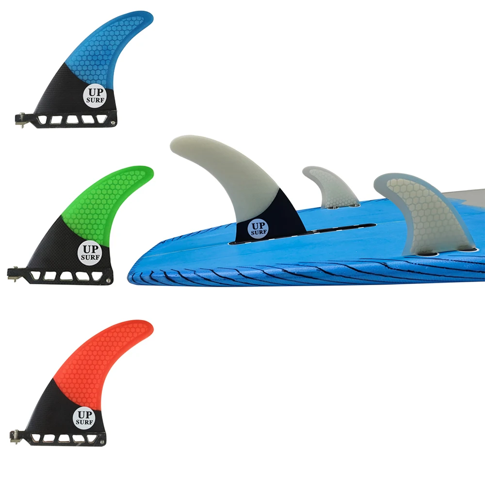 UPSURF Single Fins 8 inch Center Fins Long Board Fins White/Blue/Green/White Surf Fins Pranchas De