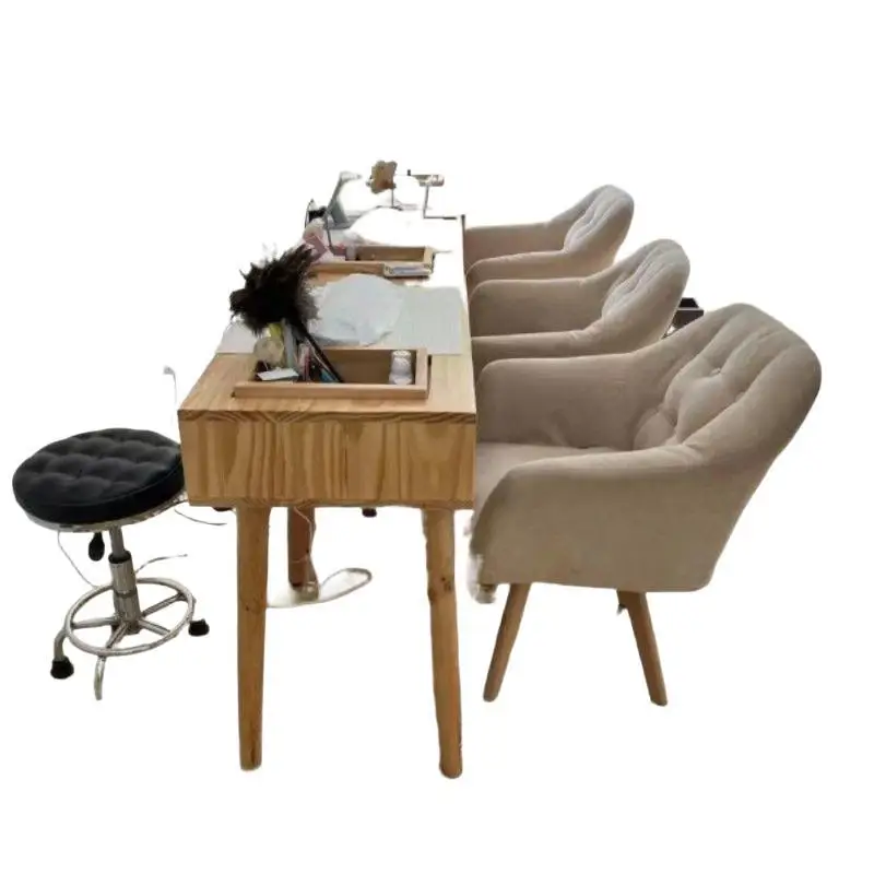 

Nail table, small Internet celebrity workbench, solid wood, vacuum cleaner inlaid