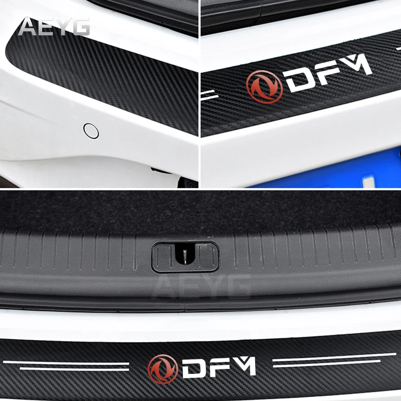 Carbon Fiber Car Rear Trunk Bumper Guard Stickers For Dongfeng DFM AX4 AX7 H30 S30 S50 DFSK SX5 SX6 AX4 P11 IX5 A9 A60 A30 Glory