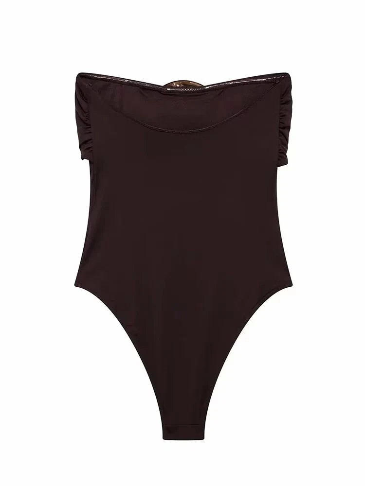 Schulterfreier Body für Damen, rückenfrei, sexy Damen-Bodys, Sommer 2022, trägerlos, figurbetont, Body, Damen-Overall-Top