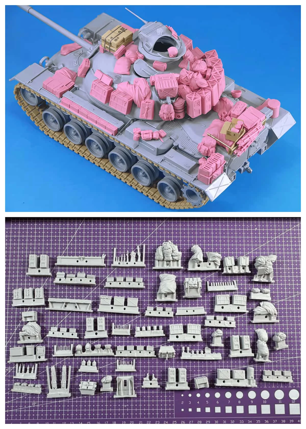 

1:35 Cast Resin Model Assembly Kit, GK, M48A3 Tank Debris, Unpainted (large Kit)