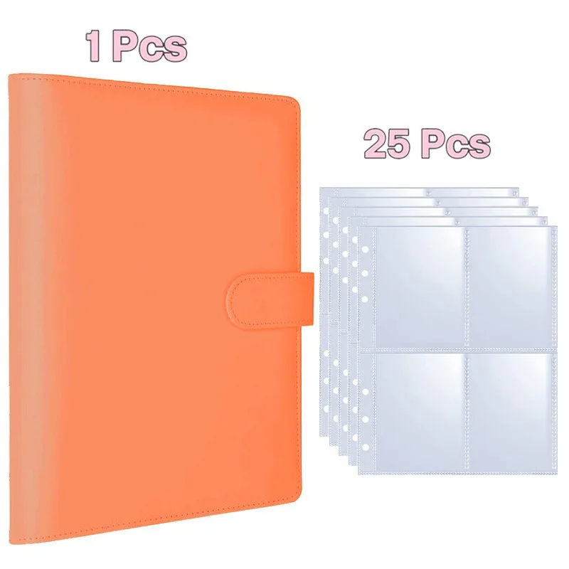 Kpop Fotokartenalbum mit 25 Seiten, 4-Fach-Kartensammler-Album mit 100 Kartenfächern, PU-Ledereinband zur Kartenorganisation
