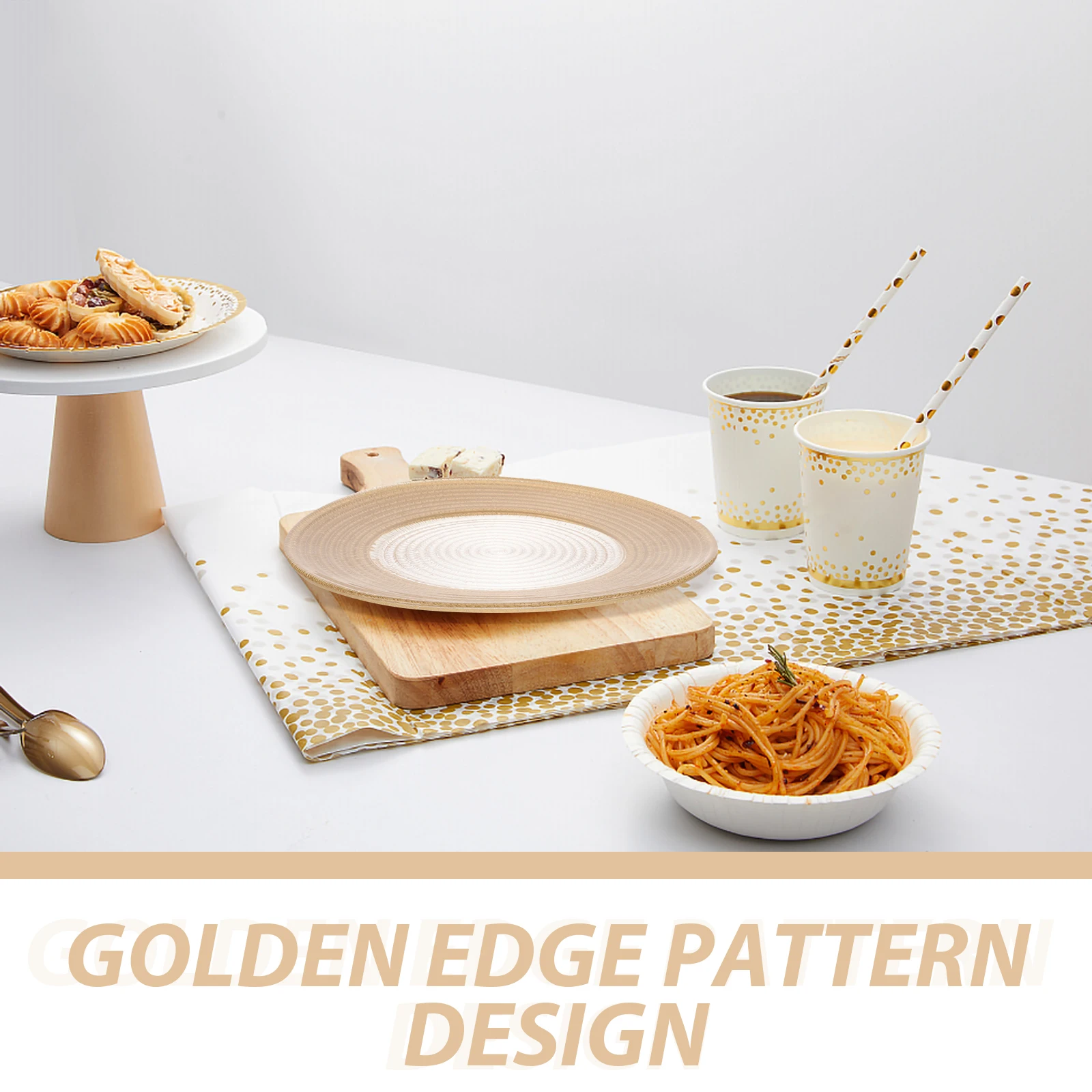 

Gold Edge Glass Serving Plate Moderate Size Vintage Design for Dessert Salad Appetizer Dinner Home Hotel Use Pasta Plate