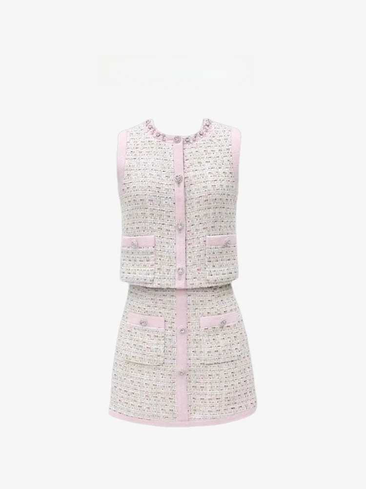 

PPTT Luxury Pink Sle Outerwear And ter Skirt Set Ele Agel Faion for Women Celebri Street Sle Autumn ...
