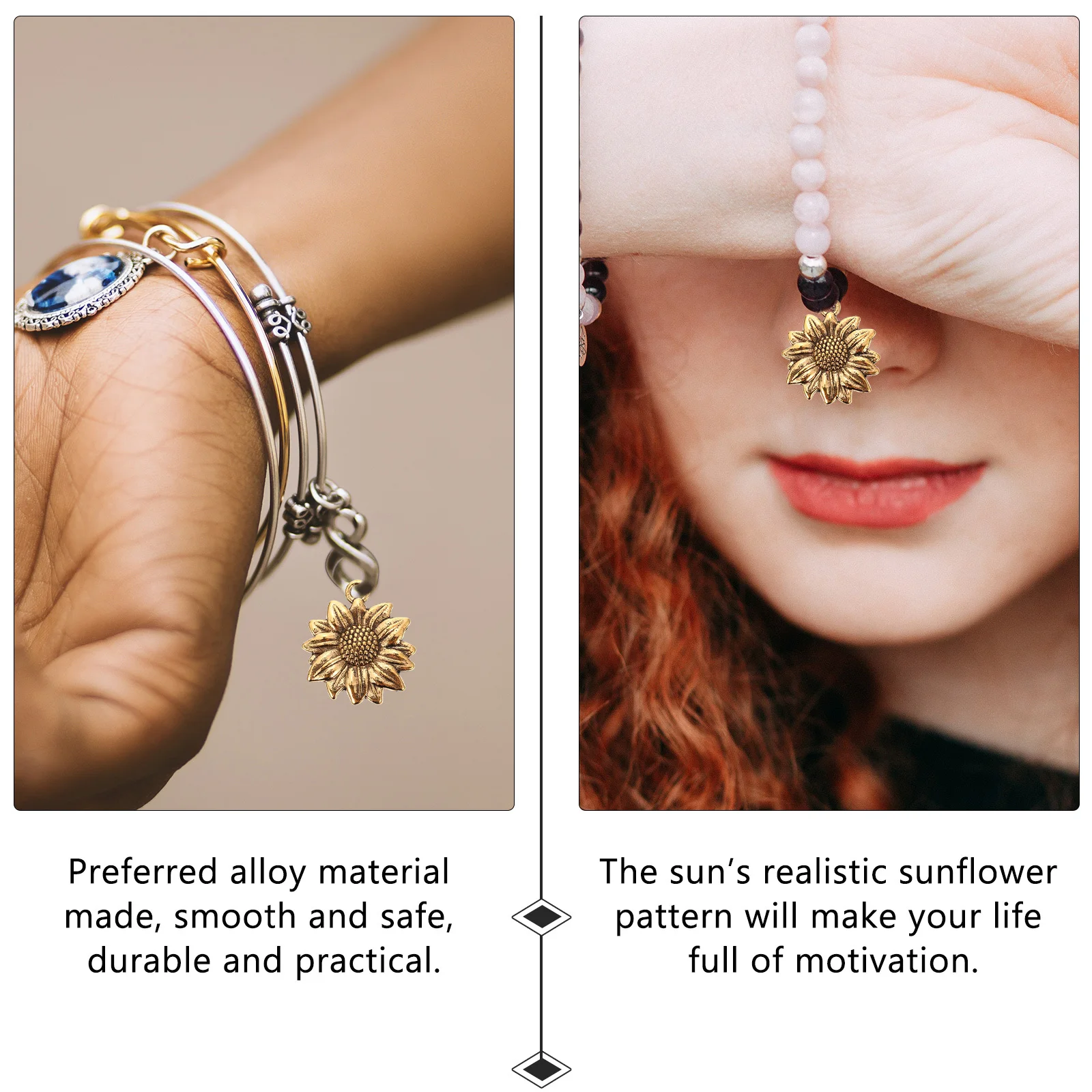 

100Pcs Metal Sunflower Pendant Smooth Finish Versatile DIY Accessories for Earrings Necklaces Bracelets Decorative Handmade