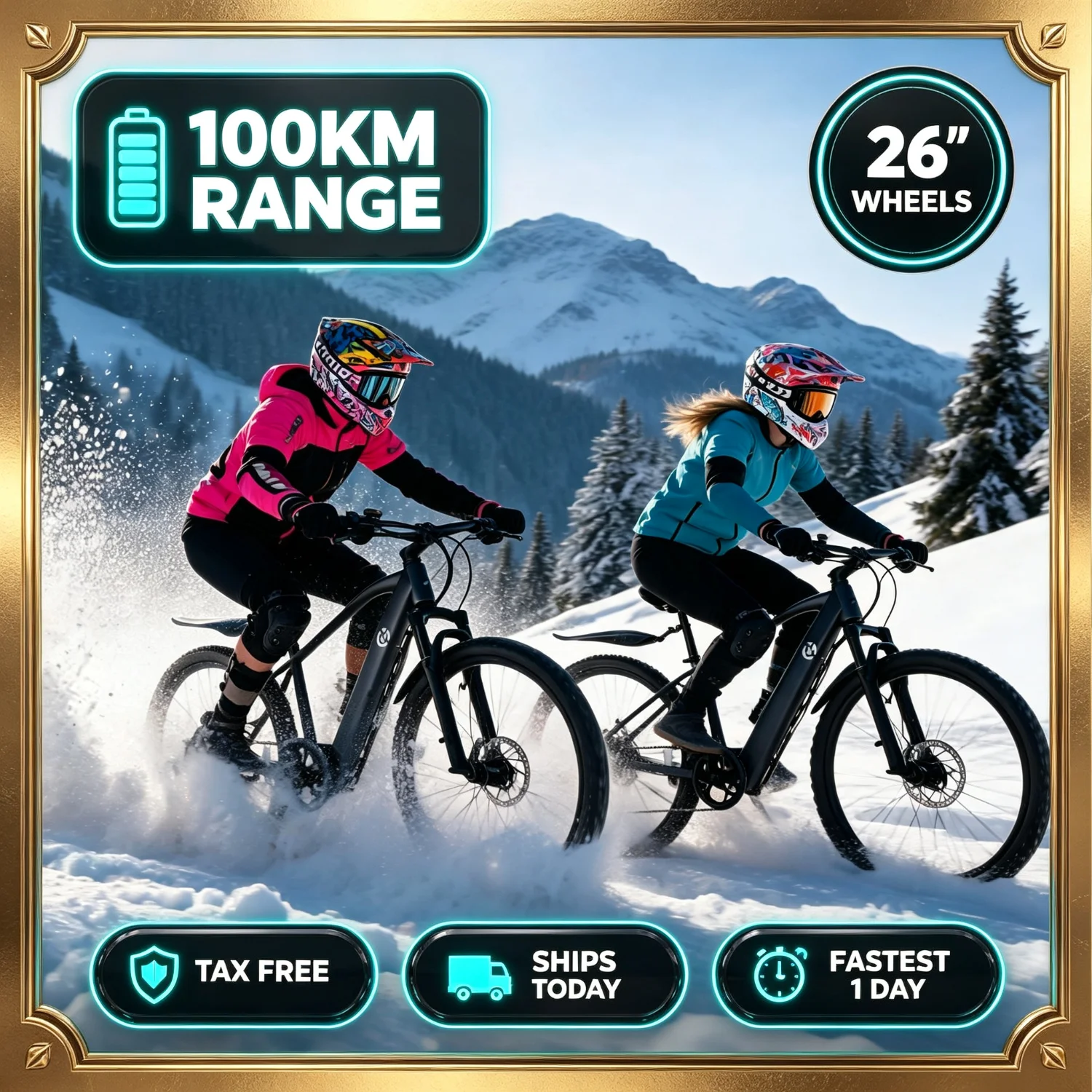 Vélo électrique avec capacité de charge maximale de 120-150 kg, cadre renforcé en alliage d'aluminium 6061, fourche avant à suspension à amortissement élevé, batterie amovible à longue autonomie de 65-100 km, freins à disque stables Shimano 7 vitesses, vélo électrique robuste unisexe pour adultes L26 26" certifié CE.