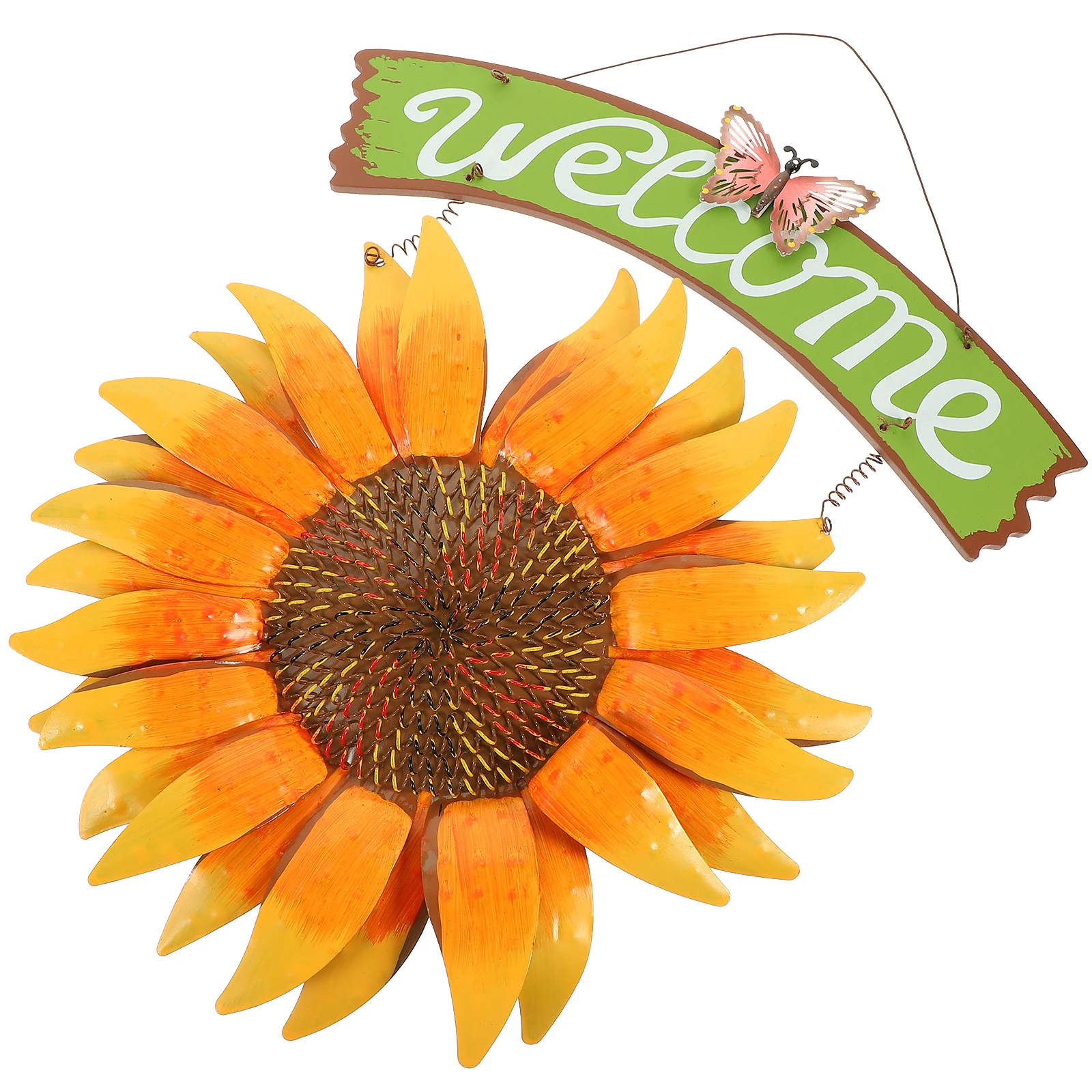 

Sunflower Wall Decor Home Garden Metal Art Iron Sign Pastel Colors Realistic Details Boho Rustic Patio Decoration
