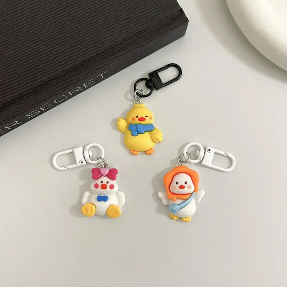 Rabbit Little Yellow DuckKeyring Simulation Creative Happy Duck Keychain Cute Kawaii Cartoon Doll Keychain Backpack Decor