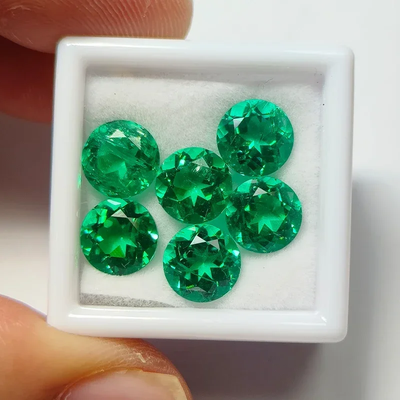 

Выращенный в лаборатории Колумбийский изумруд, свободный камень круглой формы, гидротермальный драгоценный камень ручной работы для изготовления ювелирных изделий, сертификат на выбор