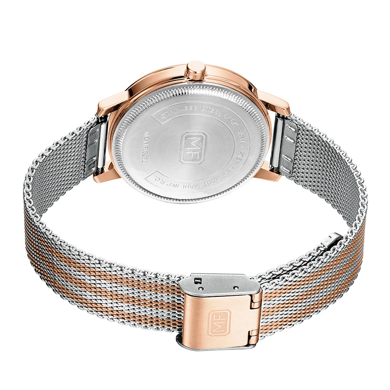 Mini Focus MF0329L Elegant Women Quartz Watch Mesh Stainless Steel Band Waterproof With Crystal Scale Design Wristwatch