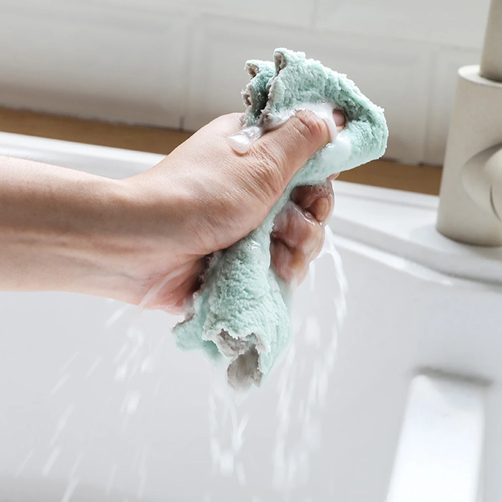 

5 Pcs Dish Towels Solid Color Dishcloth Absorbent Dishrag Lint-free Microfiber Rags
