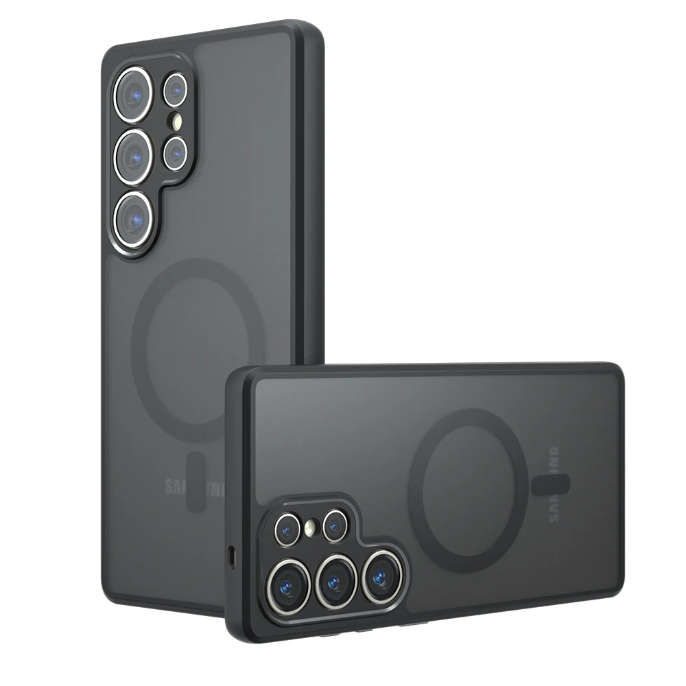 حافظة لهاتف سامسونج جالاكسي S26 برو S25 Edge S24 S23 FE Plus Ultra A17 A07 A56 A36 A26 A16 A06 غطاء مغناطيسي للسيارة + غطاء من البولي يوريثان