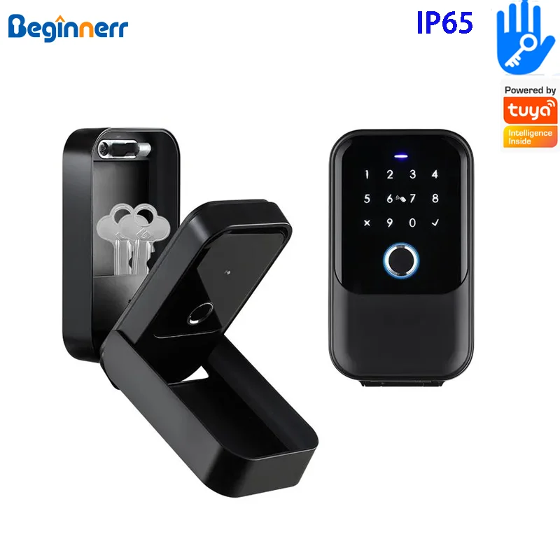 Outdoor Waterproof Smart Key Box home Security Intelligent Fingerprint Password Card Key Storage Lock Tuya TTLock Anti-theft