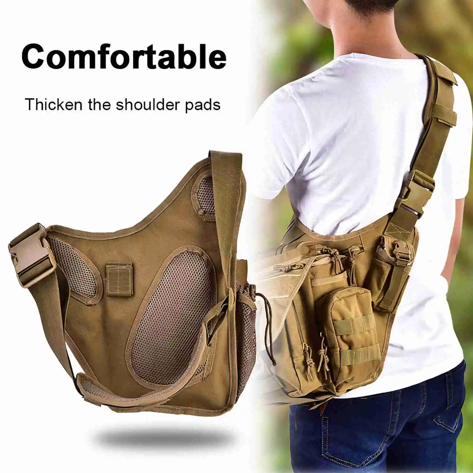 

Clearance Chest Bag Chest Pack Military Chest Bag khaki Men Military Chest Shoulder Bag Pack for Travel Hiking Outdoor Equipment