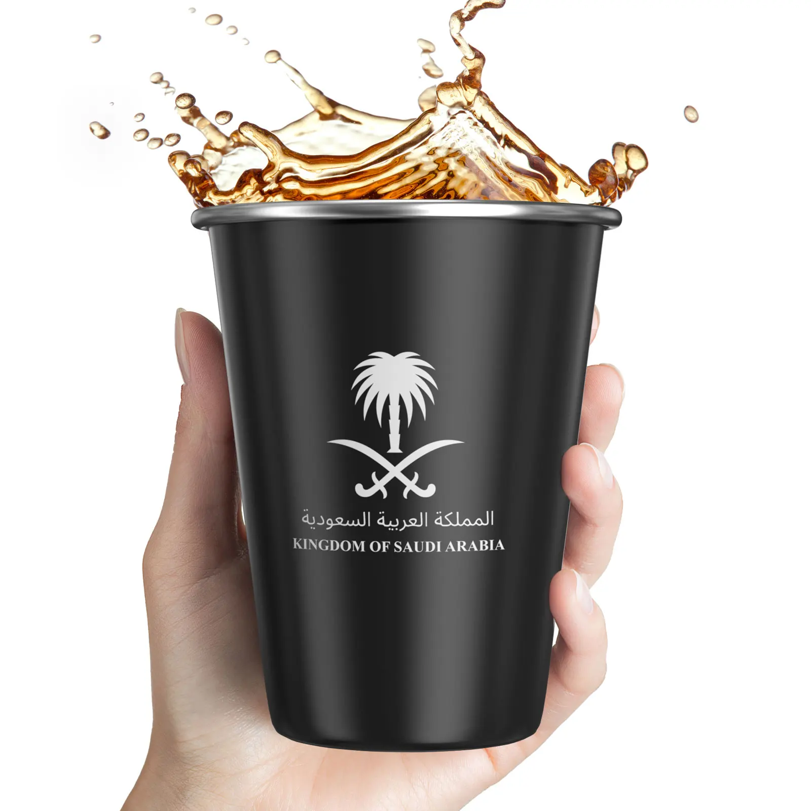 350ml Stainless Steel Water Cup The National Emblem of Saudi Arabia Logo  Beer Coffee Mug Outdoor Camping Tool