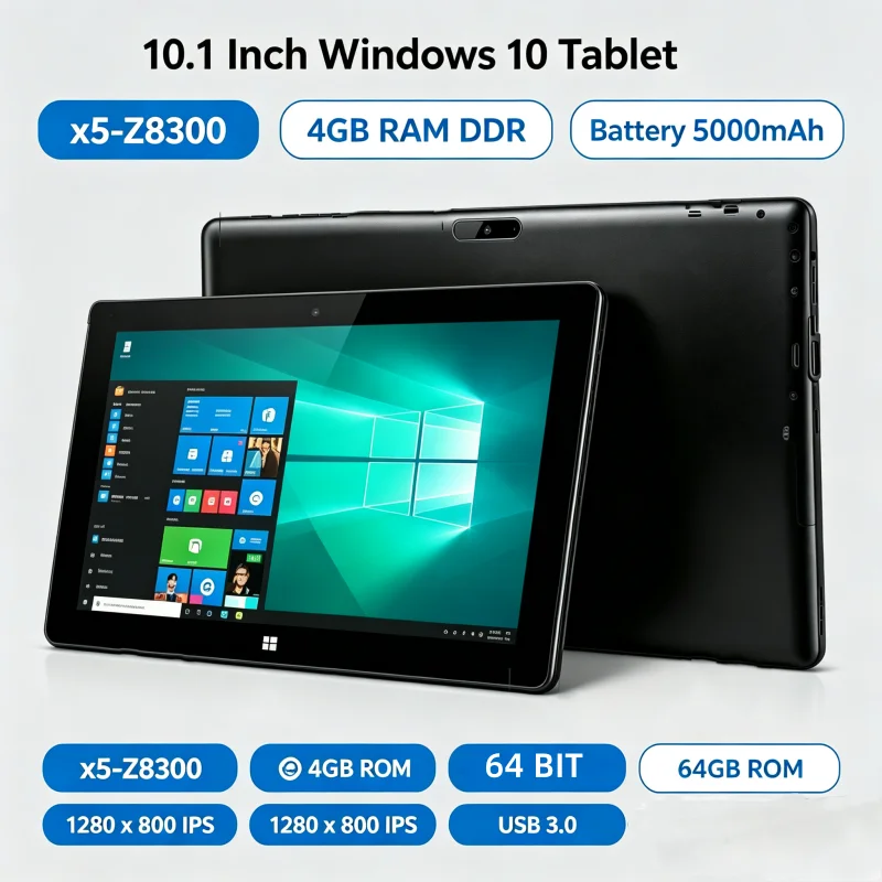 10.1 INCH DS102 64 Bit Tablet PC 4GB RAM 64GB ROM WINDOWS 10 Z8300 CPU 1280*800 IPS WIFI Quad Core Dual Camera HDMI-Compatible