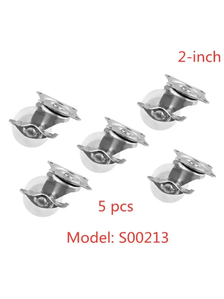 5 Pcs/Lot  2 Inch Universal Belt Brake Caster Diameter 5cm White Pp Flat Bottom Wheel Display Cabinet Roller