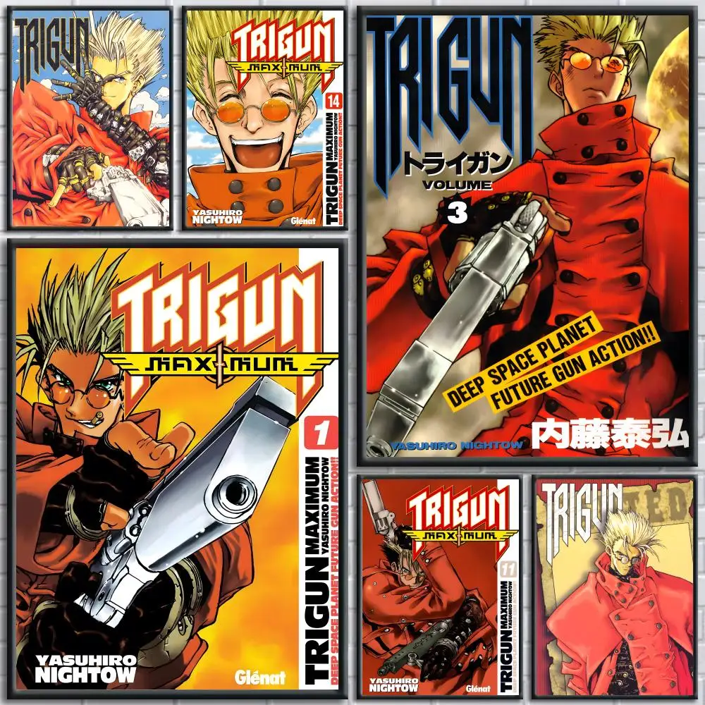 Pintura de T-Trigun de Anime japonés, caligrafía, impresión HD, sin arrugas, arte Mural, fotos para sala de estar, decoración de pared del hogar, lienzo