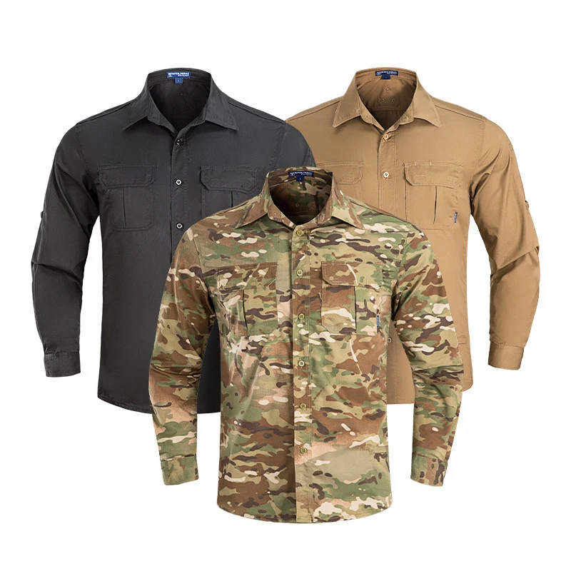 Men Long Sleeve Business Shirts Top Normal Social Shirt For Men Breathable Casual Shirt Blouses Quick Dry Camo Shirt Man Clothes