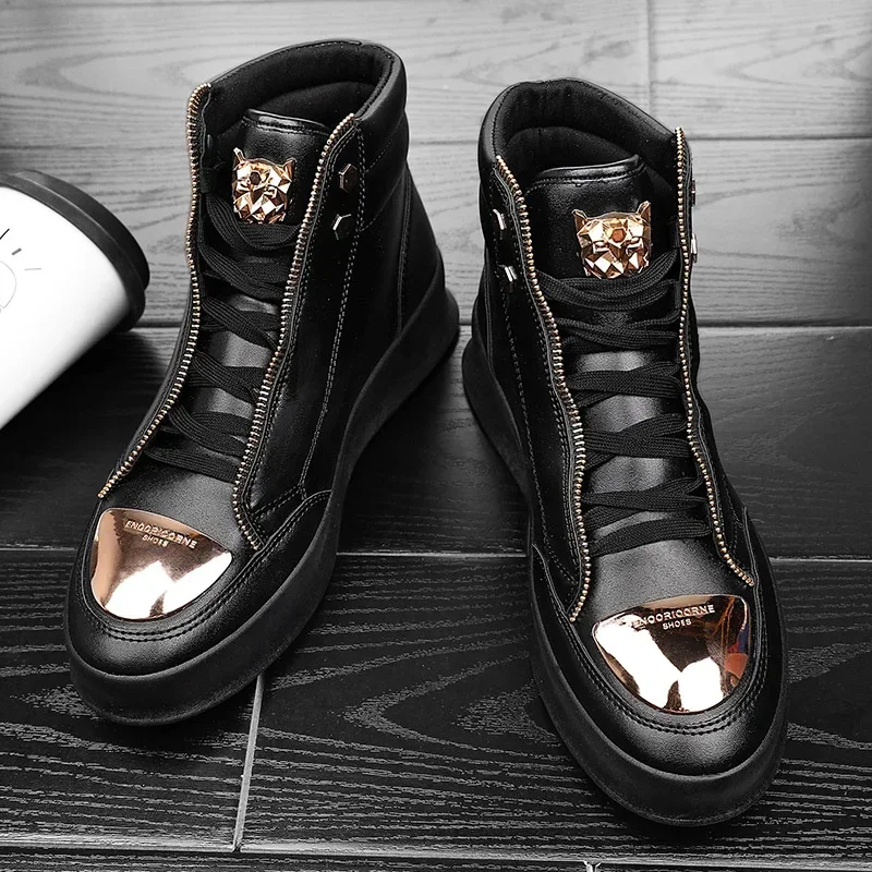 Männer Turnschuhe 2025, Mode Skateboard Schuhe Leopard Plattform Schuh Sport Training Schuhe männer Stiefeletten High Top Casual Schuhe