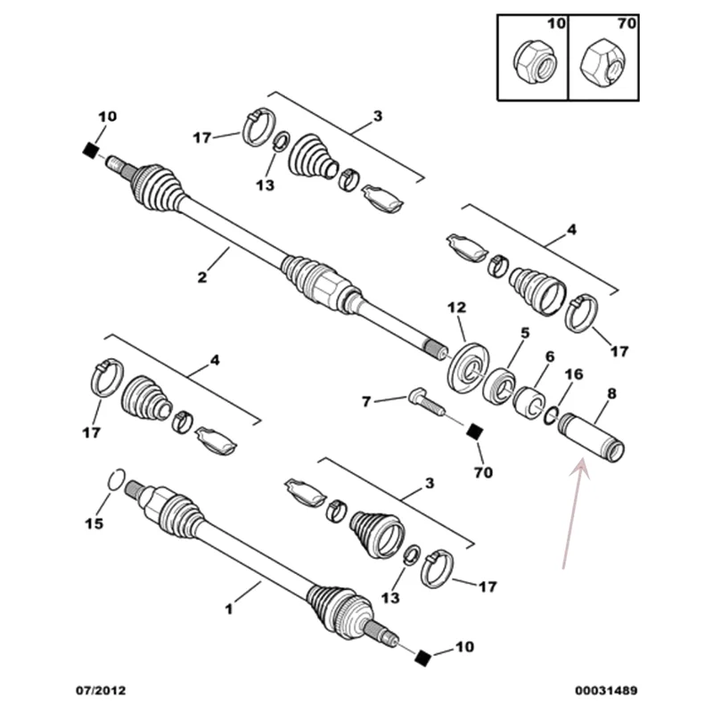 

322404 Transmission Shaft Groove Sleeve For 206 207 307 308 408 Citroen C2 C4 Picasso Sega Triumph Parts Accessories