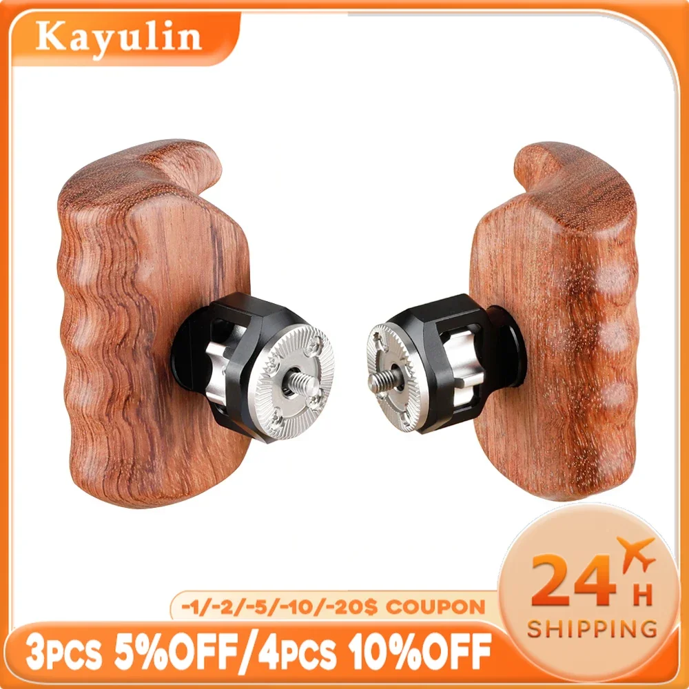 Kayulin Wooden Camera Hand Grip With M6 ARRI Rosette Mount (Left & Right) for Universal Camera