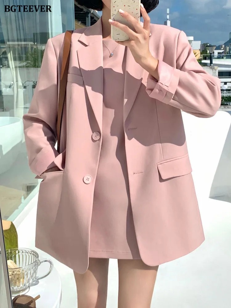 BGTEEVER Elegant Solid Women Blazer Set Long Sleeve Single-breasted Jacket & O-neck Sleeveless Short Dress Ladies Dress Suits