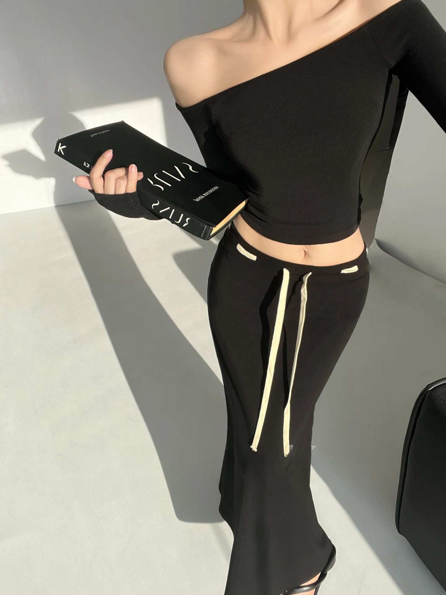 Casual hoge taille A-lijn midi-rok Dames losse taille Touwkleur Blo Casual rok Ci woon-werkverkeer Dagelijks gebruik Comfortabele pasvorm