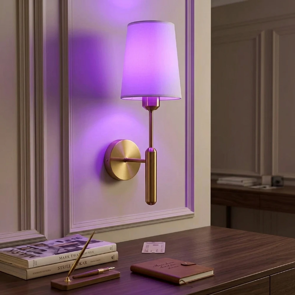 Retro Wall Sconce Wireless Installation For Living Room Bedroom Study Hallway Stairwell Home Lighting RGB 16-Color Bulb