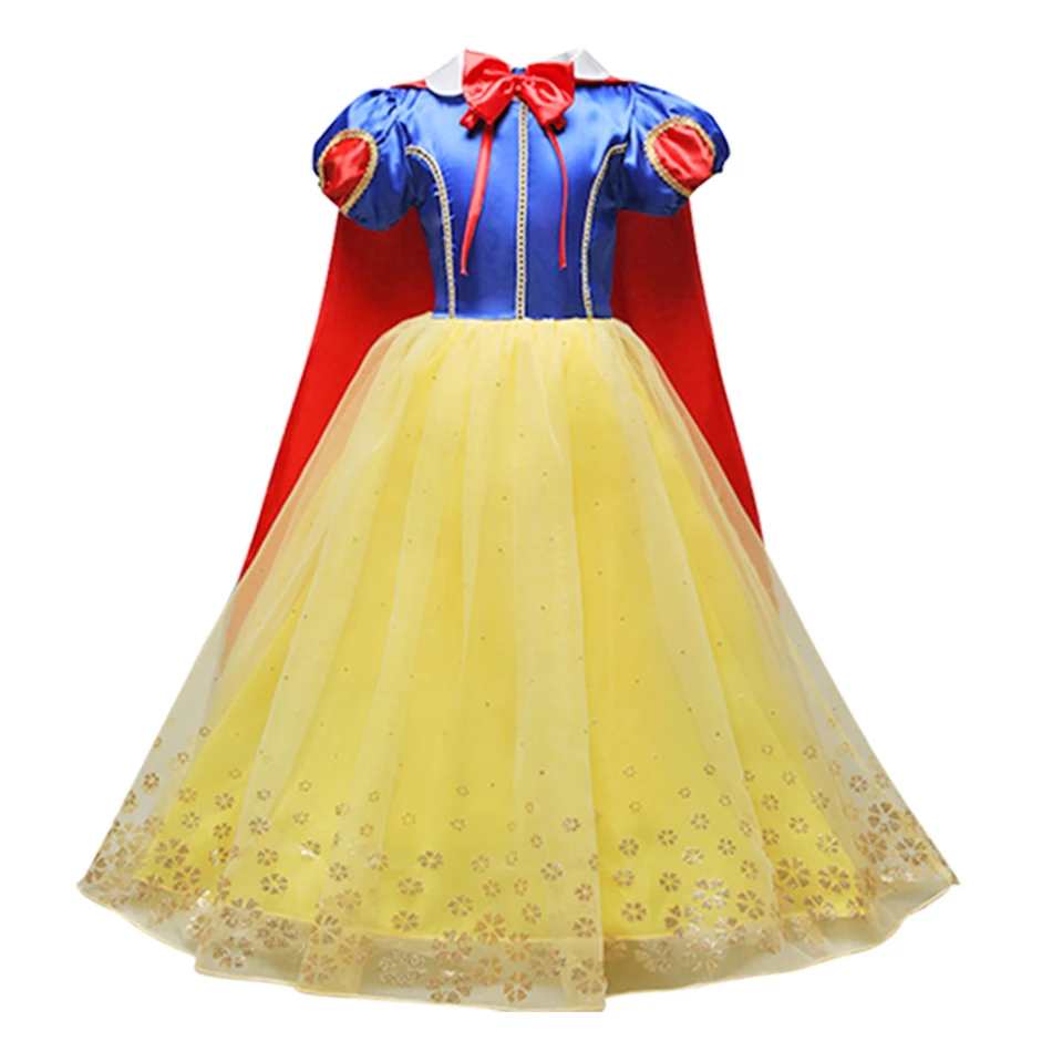 Snow White Princess Dress for Girls, Rapunzel Bell Clothes for Children, Festa de Natal, Luxury Dress Up, Halloween, Carnaval, Cosplay Dresses for Kids