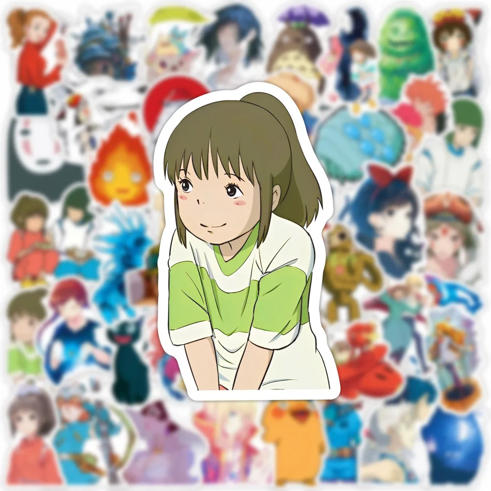 50pcs Cartoon Cute Miyazaki Hayao Spirited Away Graffiti Stickers Kid Toy Suitcase Laptop Waterproof Sticker Decoration Supplies