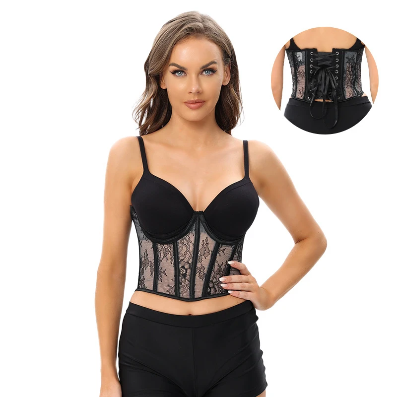 

Prayger Sexy Mini Shaper Slimming Waist Corset Lace Hook Bra Lifter Bones Tops